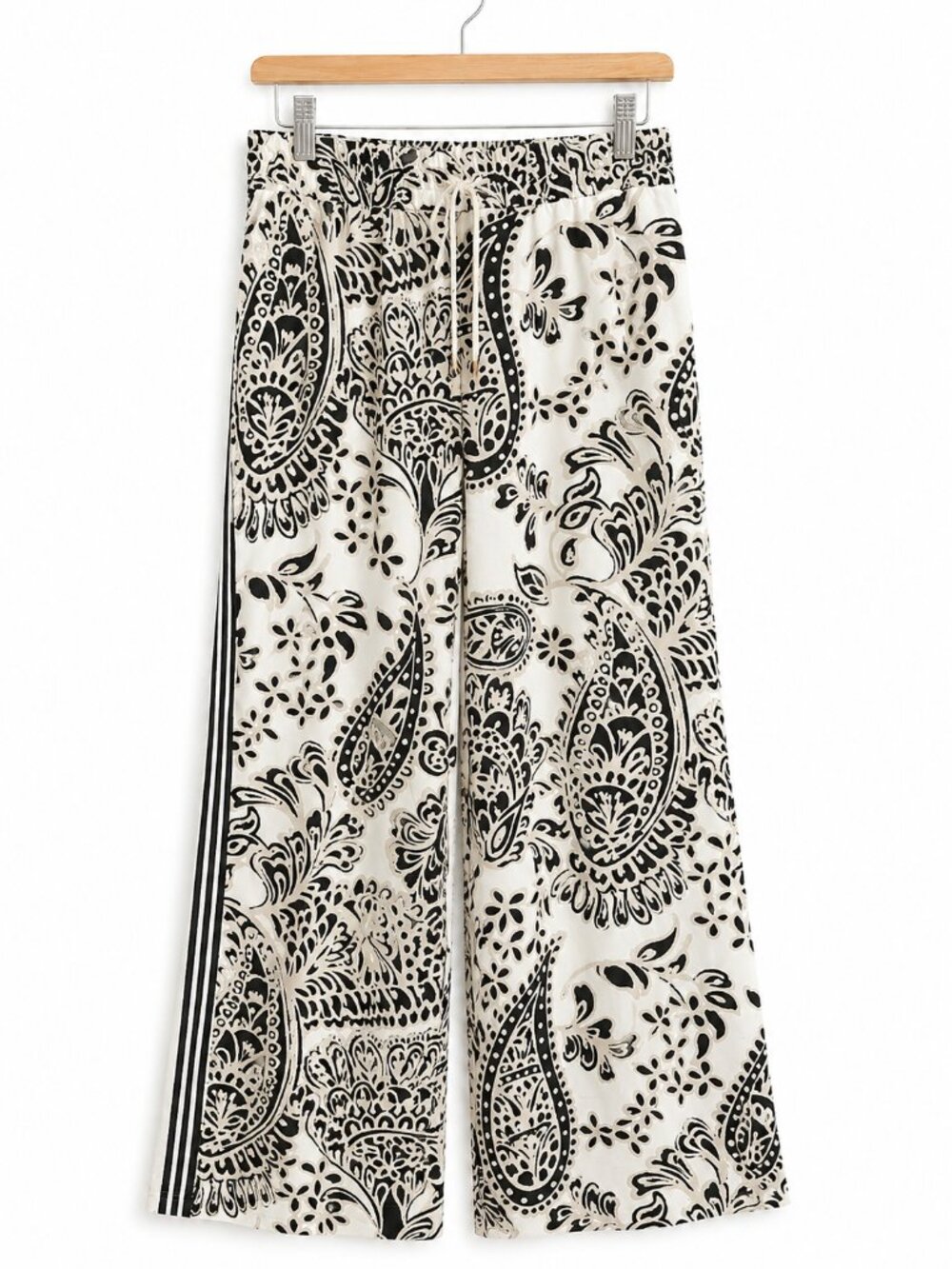 ZARA | Cream & Beige Wide Leg Stretch Waist Pants – Women’s Large